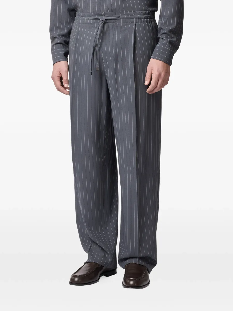 pinstripe-pattern drawstring trousers 6