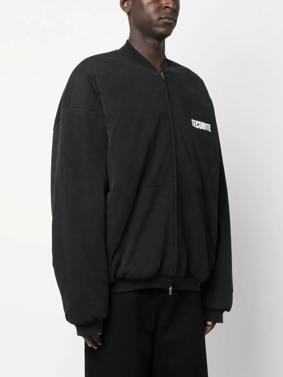 slogan-print cotton bomber jacket 5