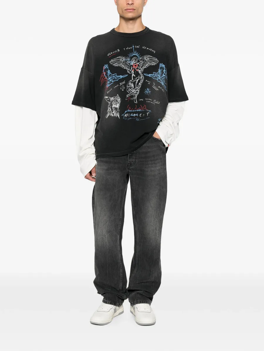 graphic-print layered-sleeve T-shirt 2