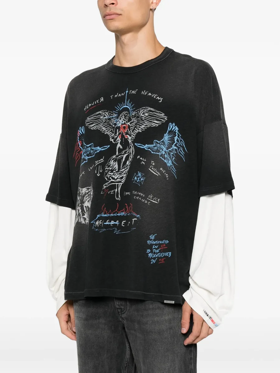 graphic-print layered-sleeve T-shirt 3