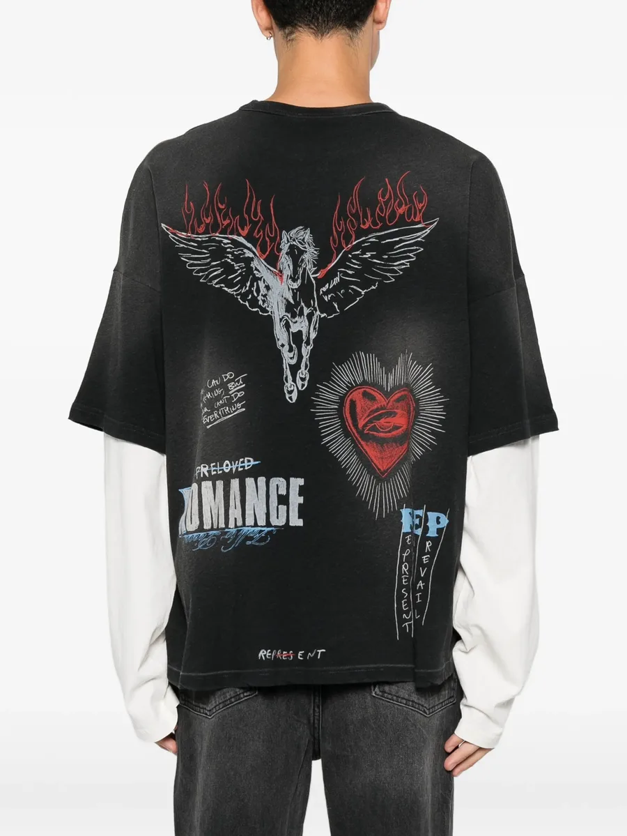 graphic-print layered-sleeve T-shirt 4