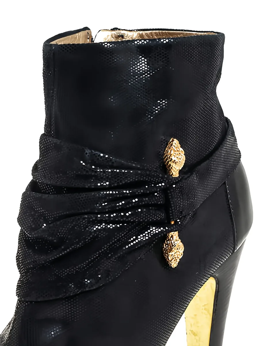 pre-owned 130mm pleated gold hardware boots 4