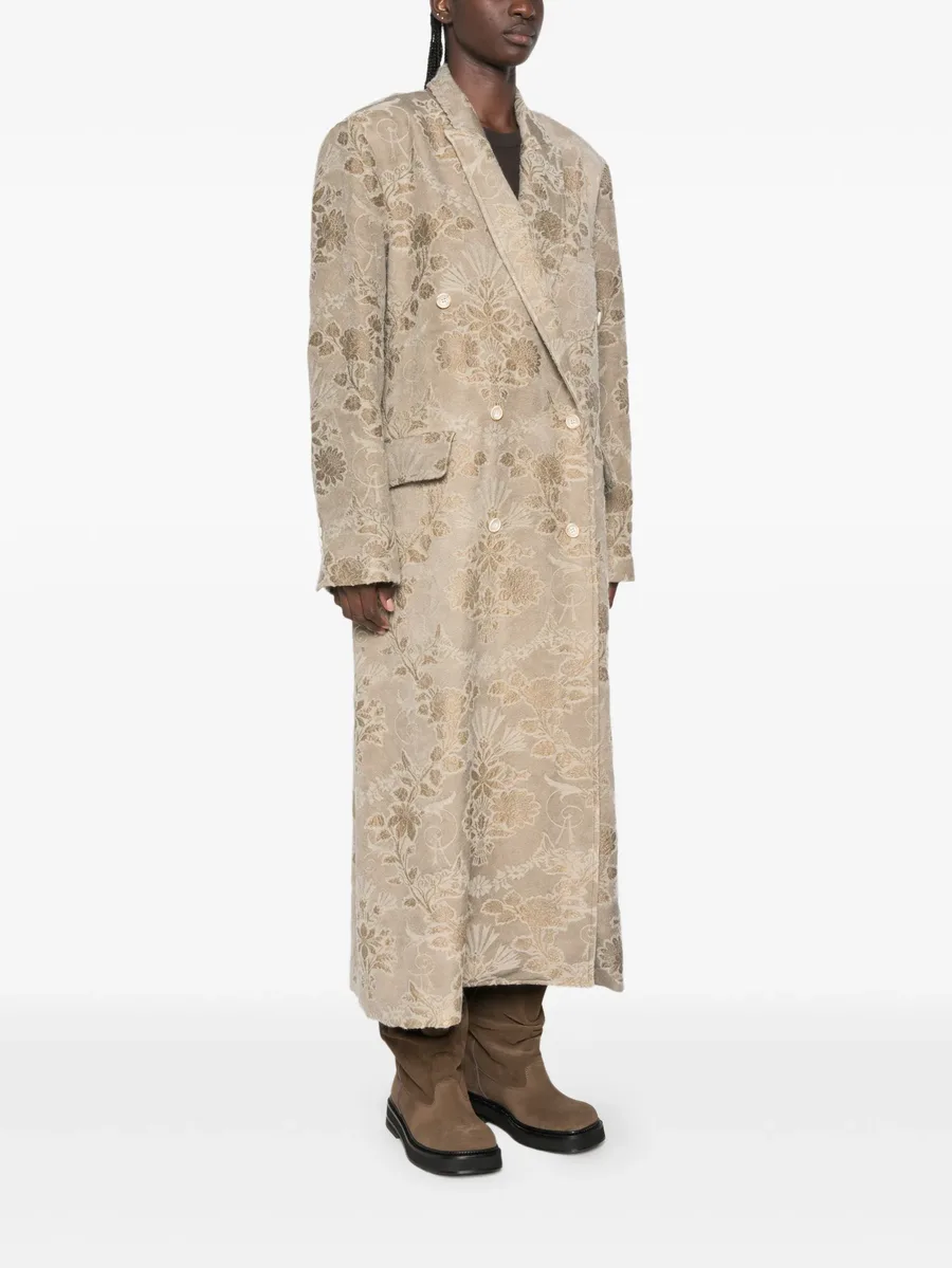 floral-jacquard double-breasted coat 3