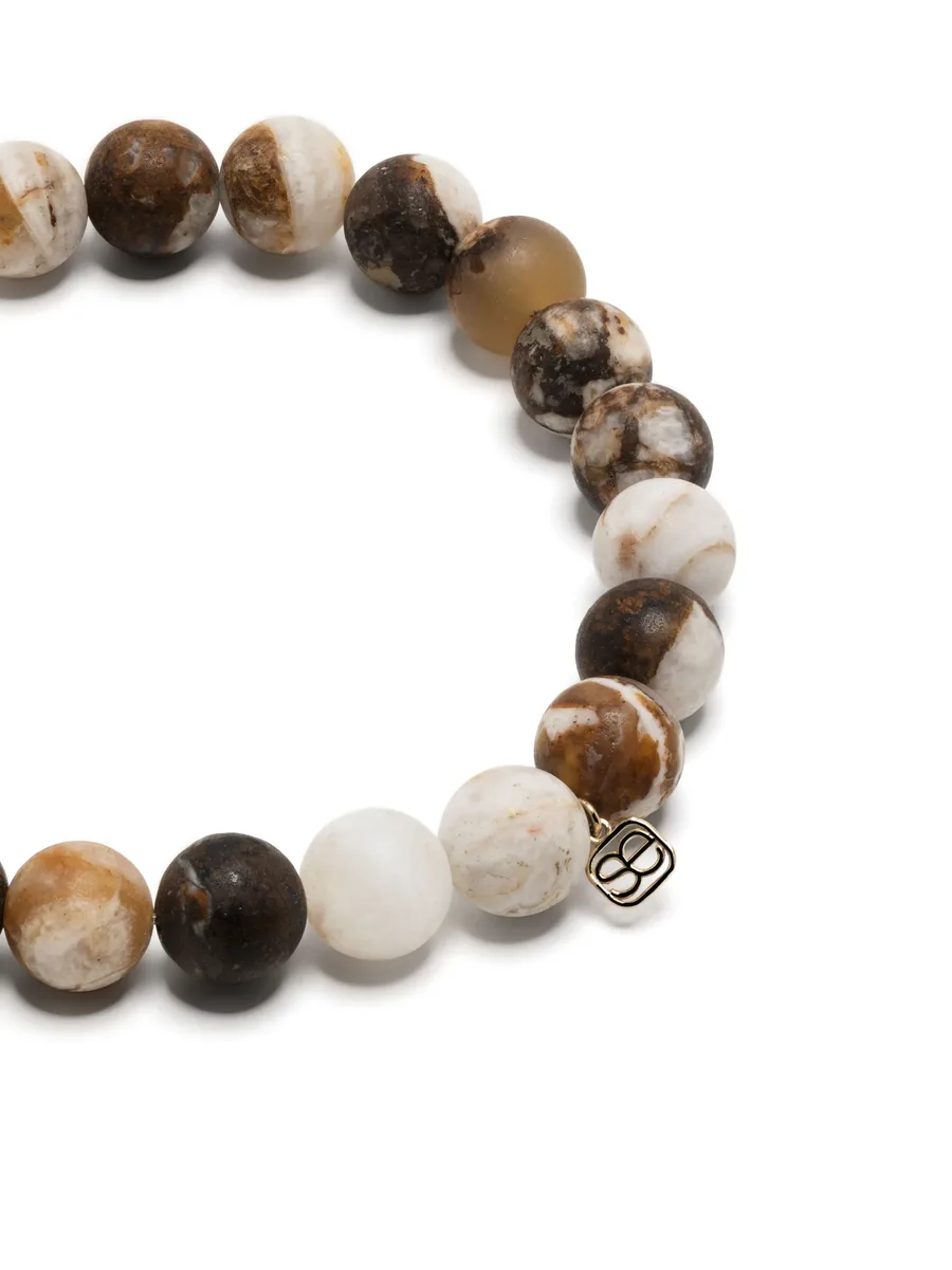 браслет Cross Charm из желтого золота с бусинами 8