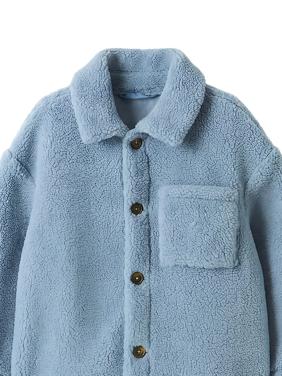 teddy-texture button-up jacket 2