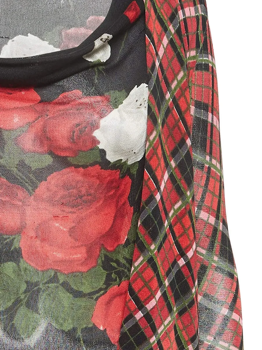 plaid rose-print top 4