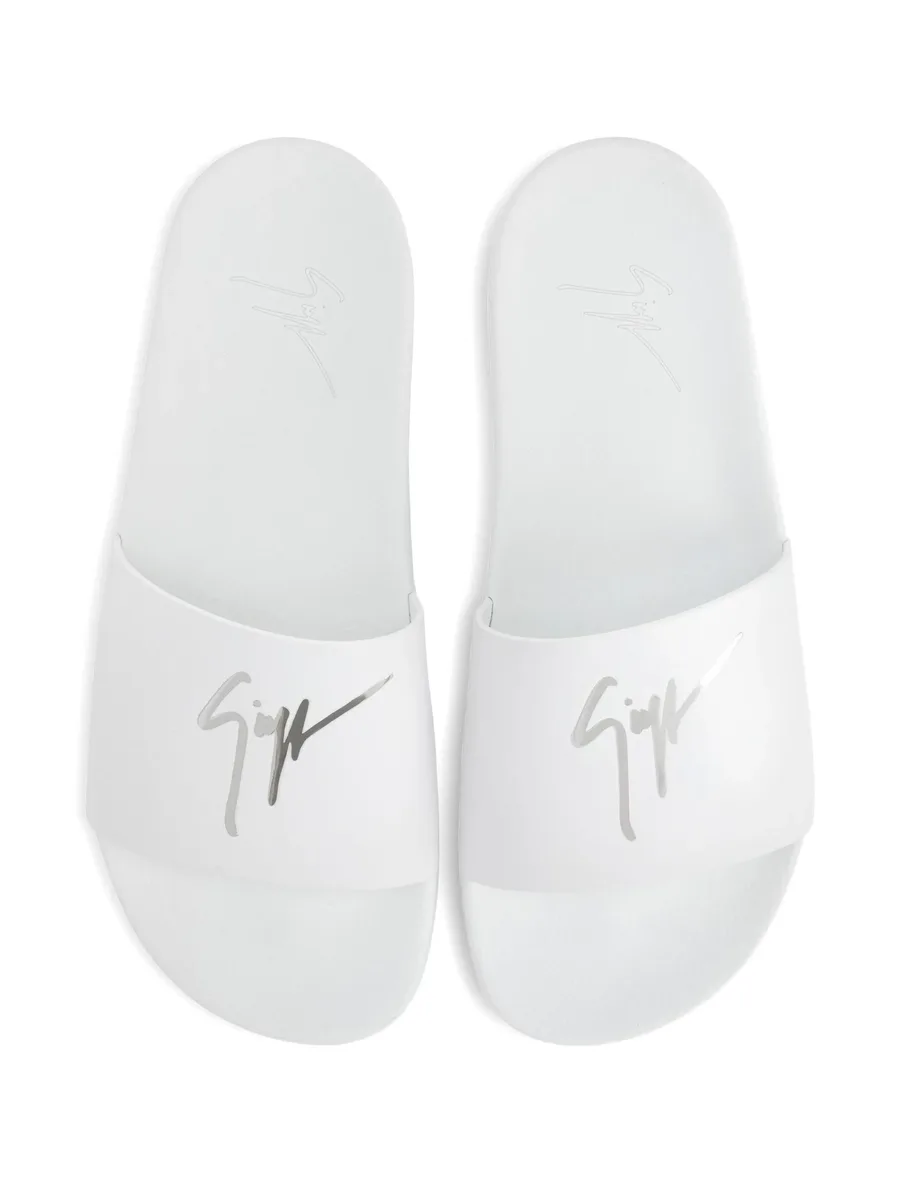Brett leather logo-print slides 6