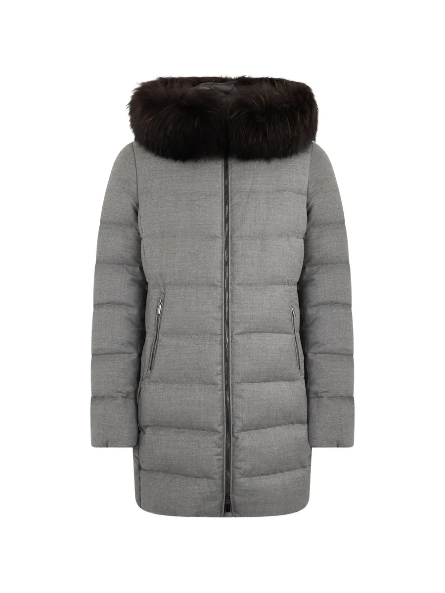 fur-trim padded single-breasted coat 1