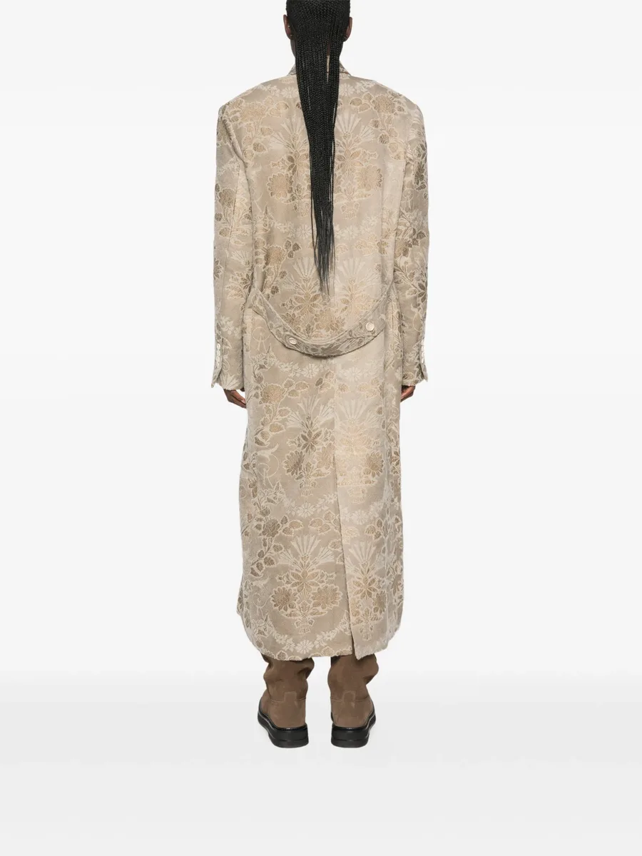 floral-jacquard double-breasted coat 4