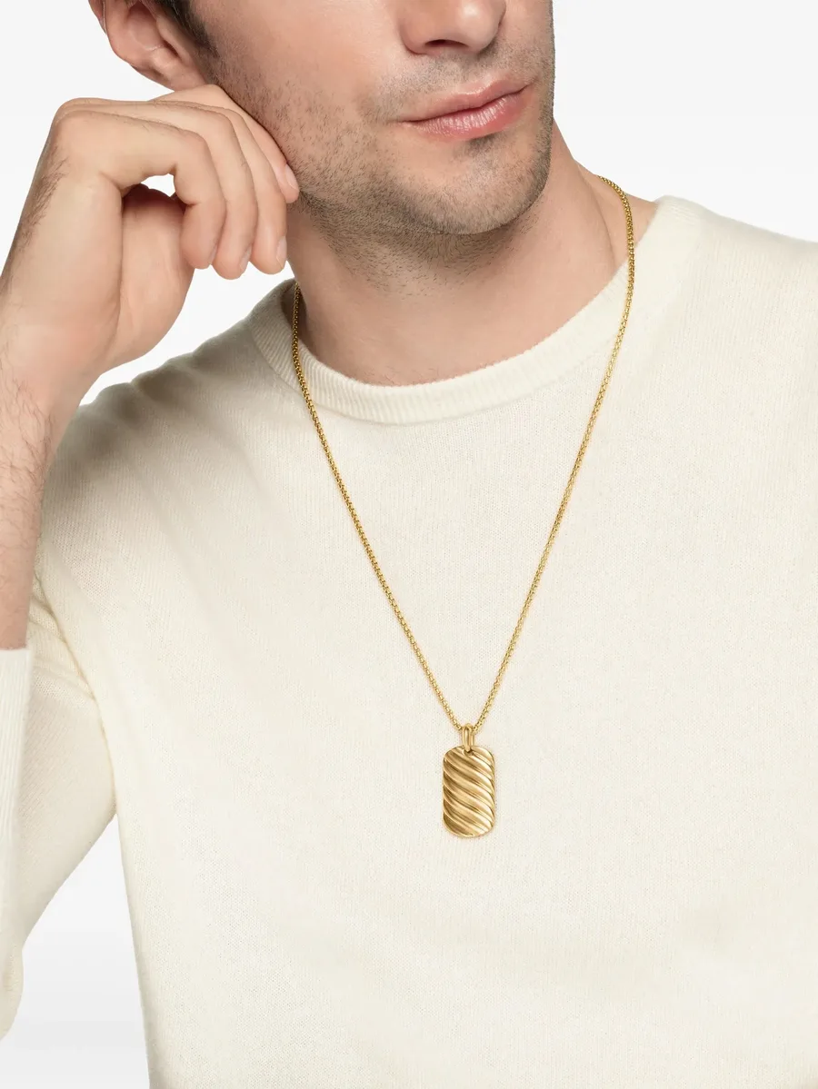 подвеска Sculpted Cable из желтого золота (35 мм) 3