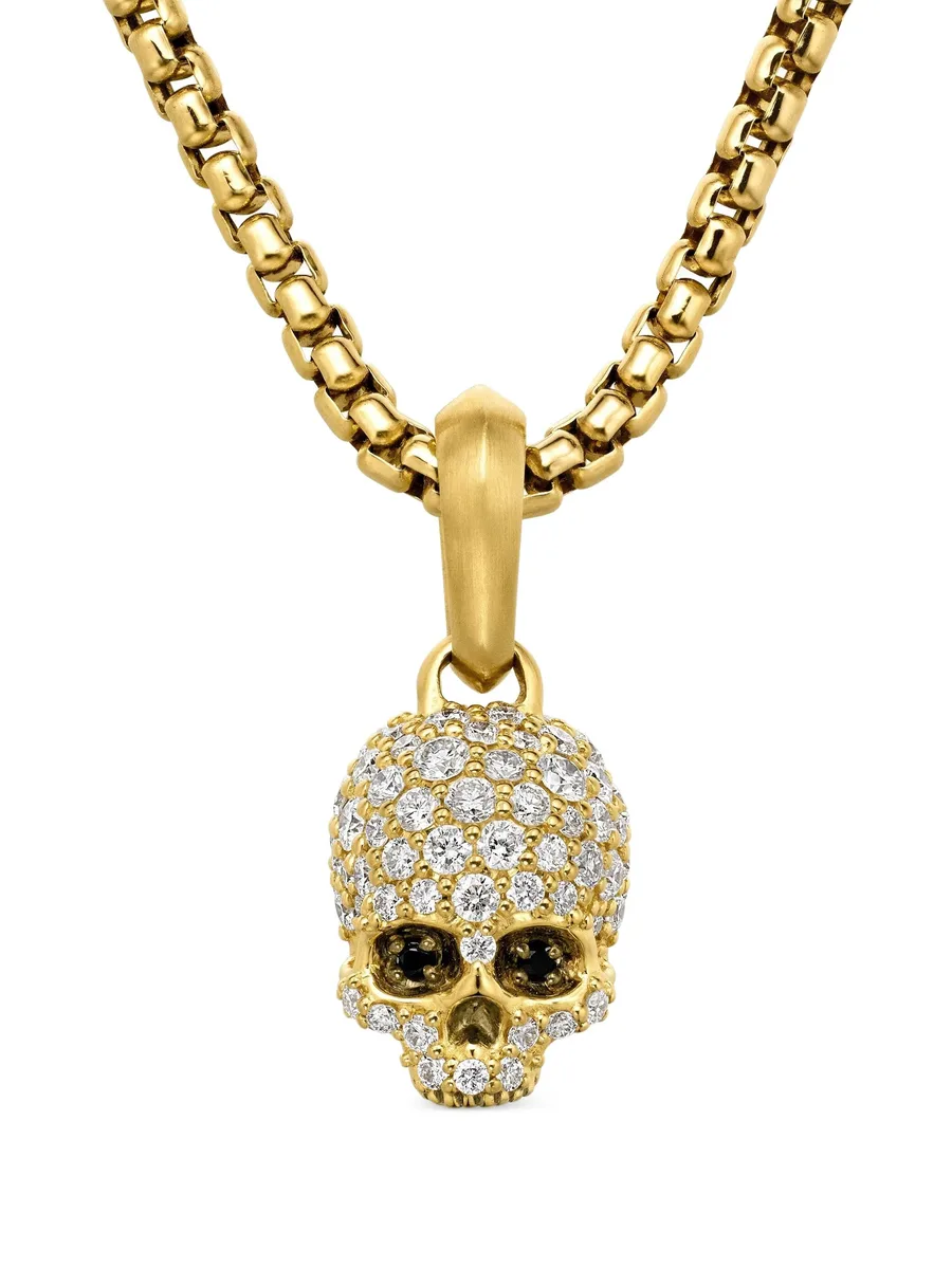 подвеска Memento Mori Skull из желтого золота с бриллиантами 1