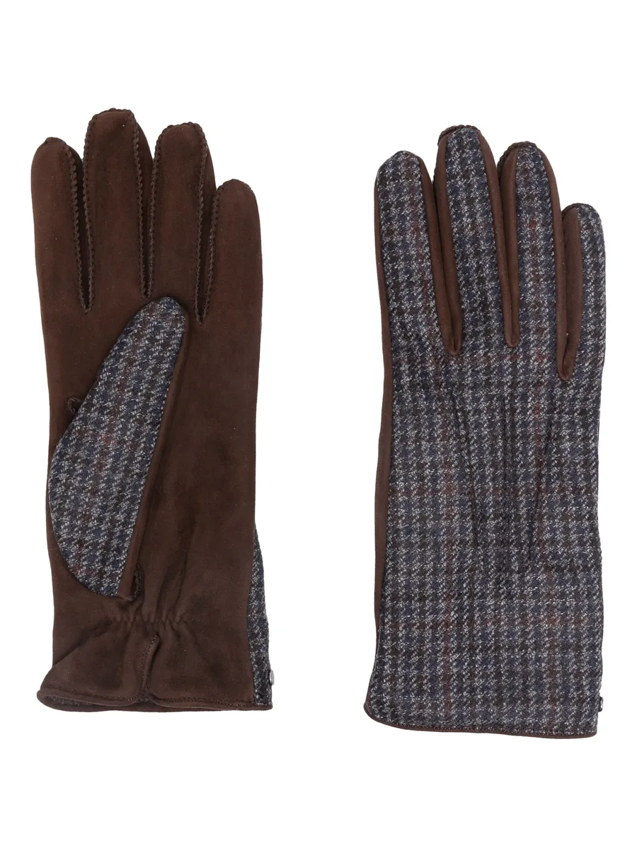 houndstooth-pattern suede gloves 1
