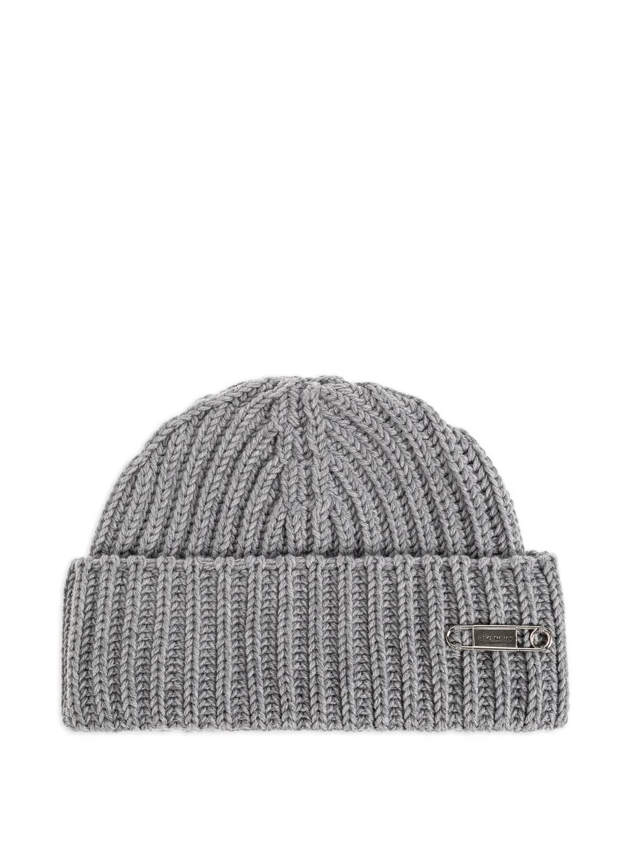 safety-pin ribbed beanie hat 1
