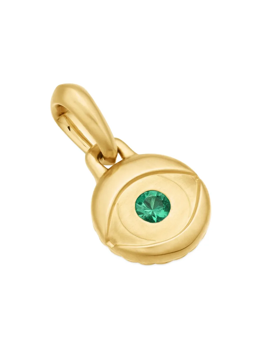 подвеска Evil Eye из желтого золота с изумрудами (14.5 мм) 9