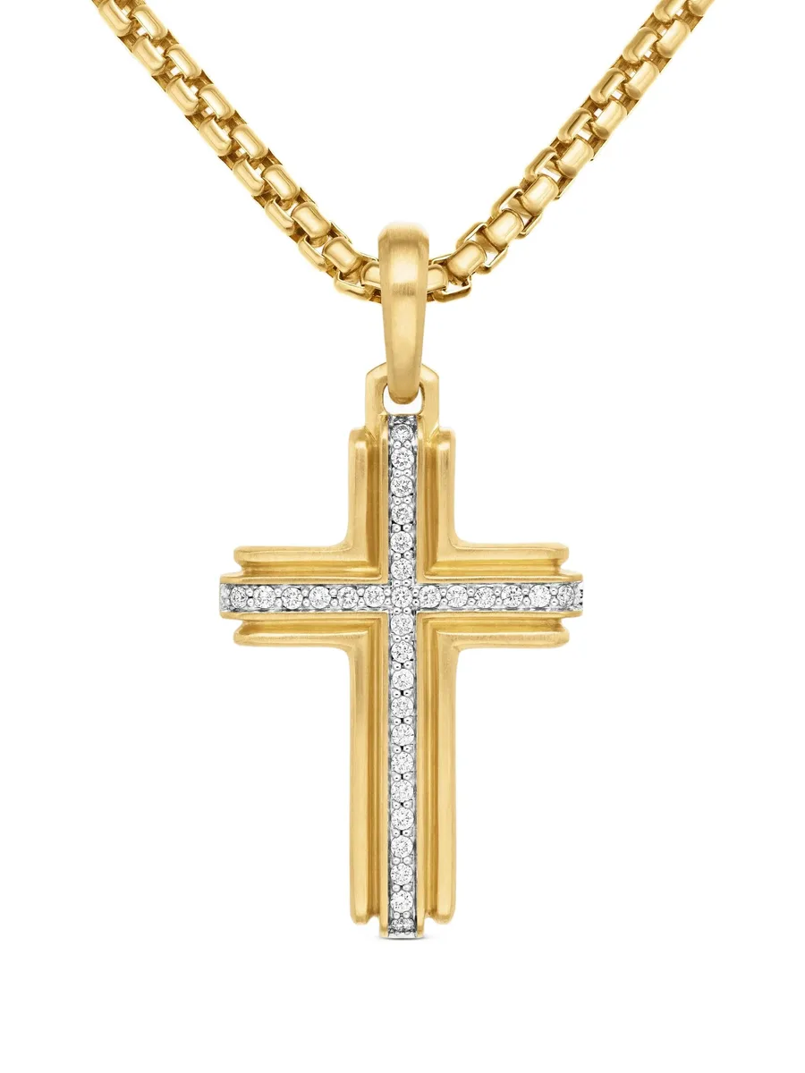 подвеска Deco Cross из желтого золота с бриллиантами (34 мм) 1