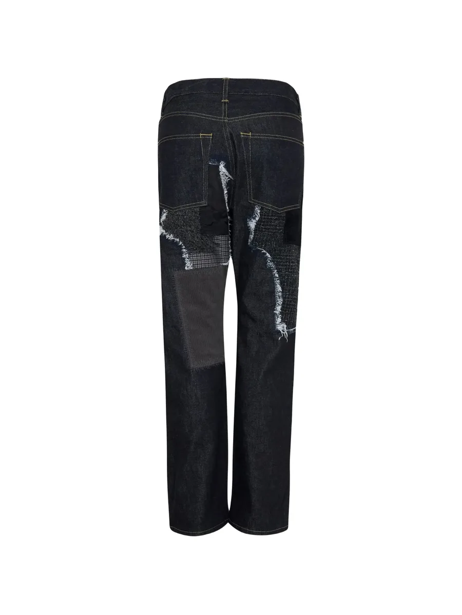 patchwork-design jeans 2