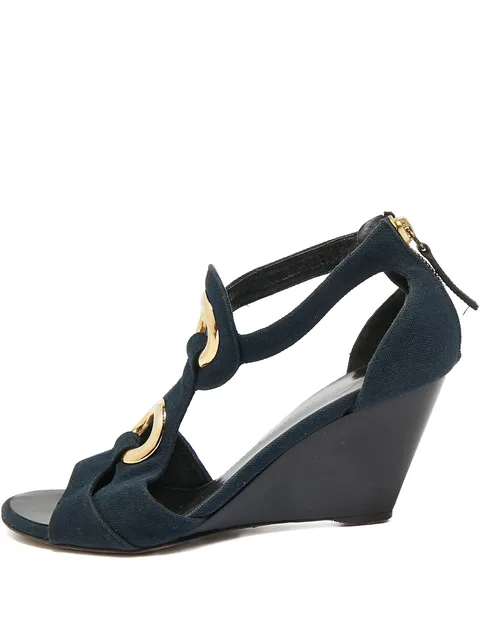 Pre-owned 90mm wedge sandals