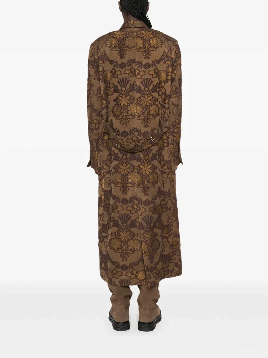 floral-jacquard double-breasted coat 4