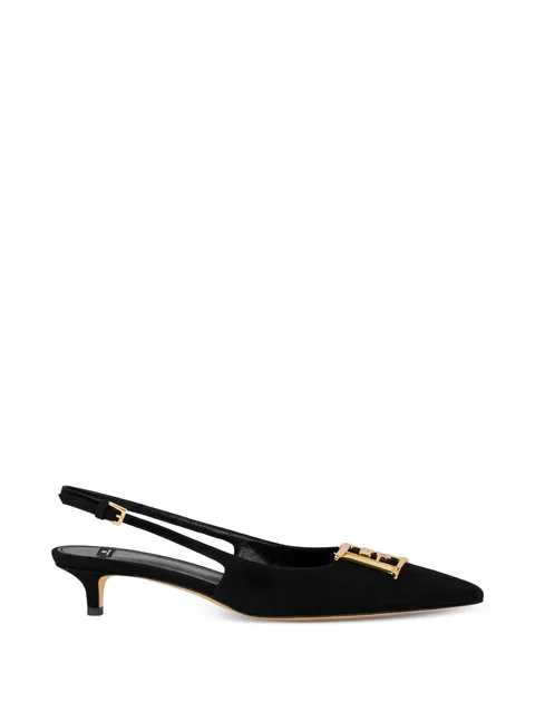 suede slingback pumps with logo detail