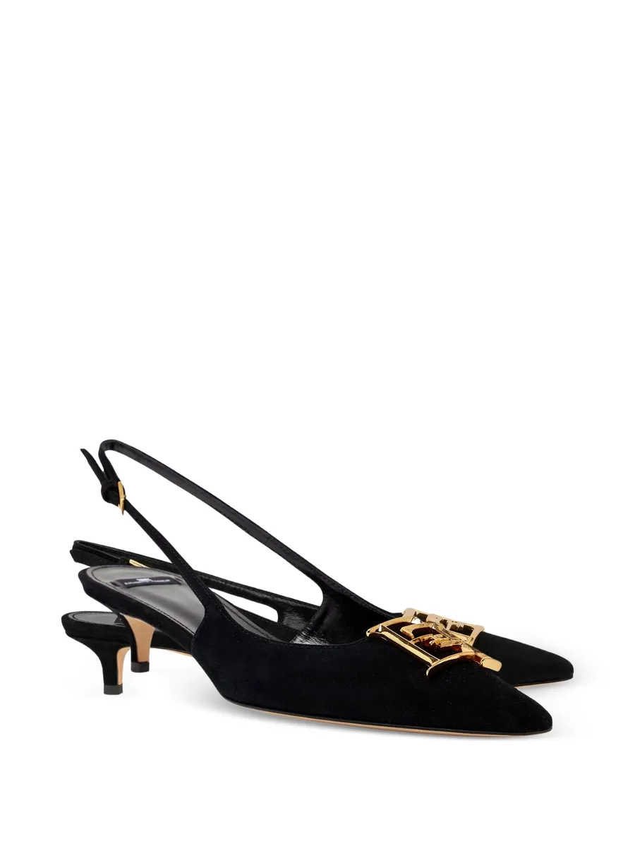 suede slingback pumps with logo detail 6
