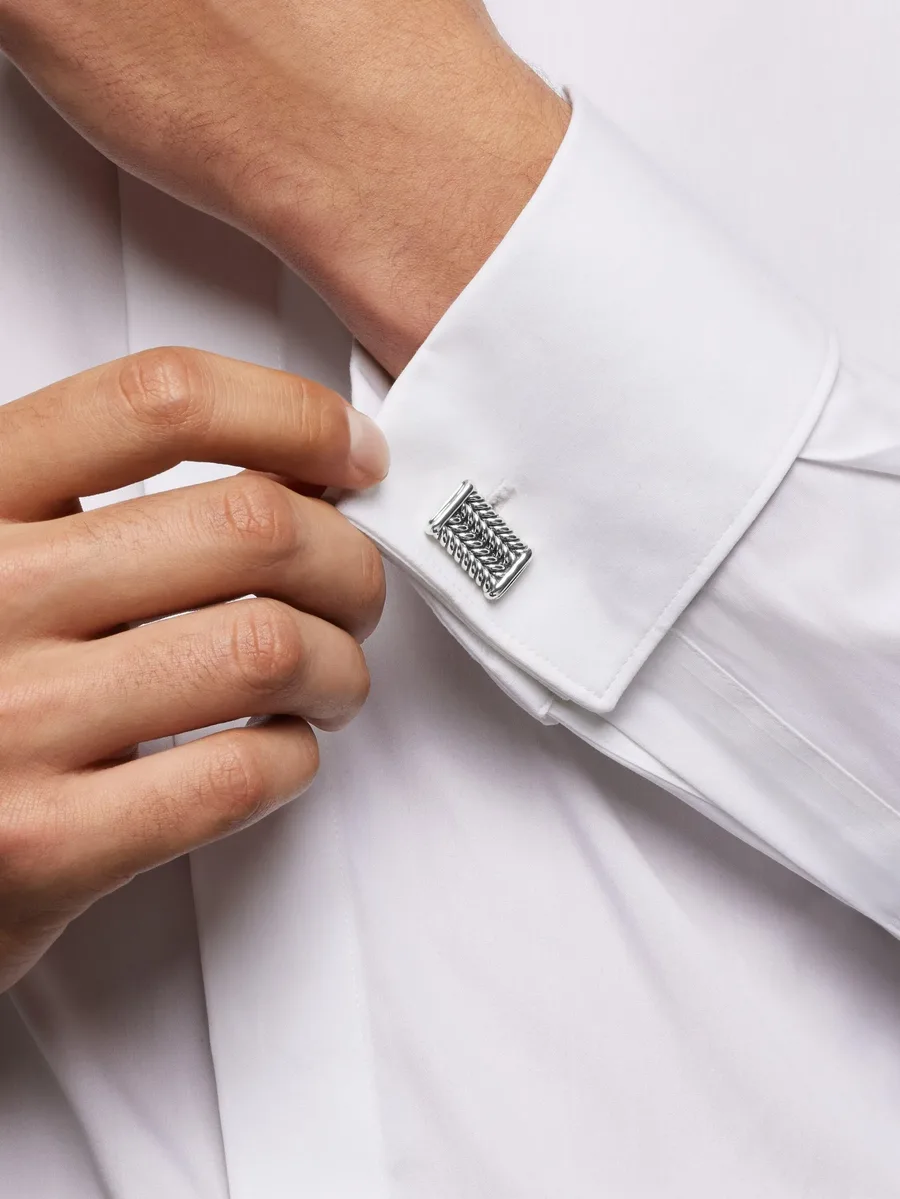 серебряные запонки Chevron (22.3 мм) 3