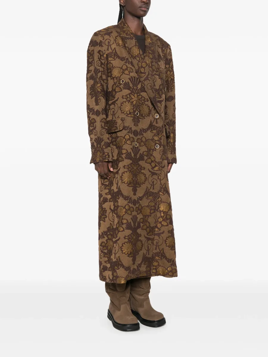floral-jacquard double-breasted coat 3