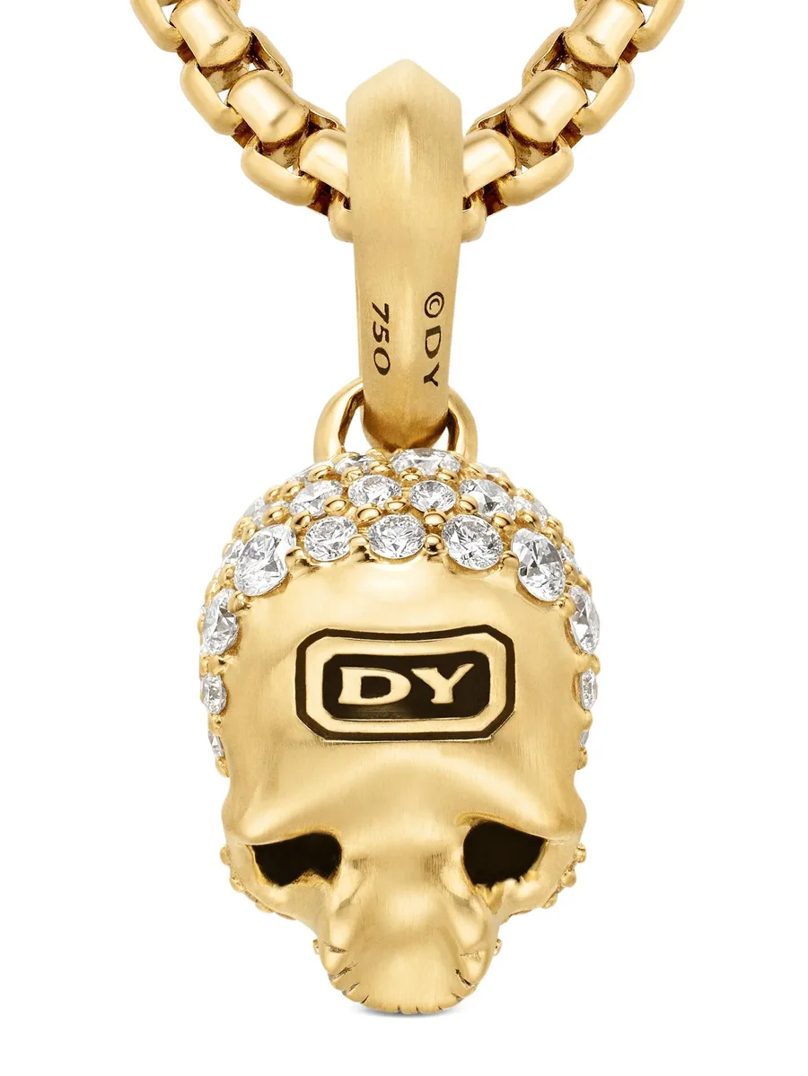 подвеска Memento Mori Skull из желтого золота с бриллиантами 14