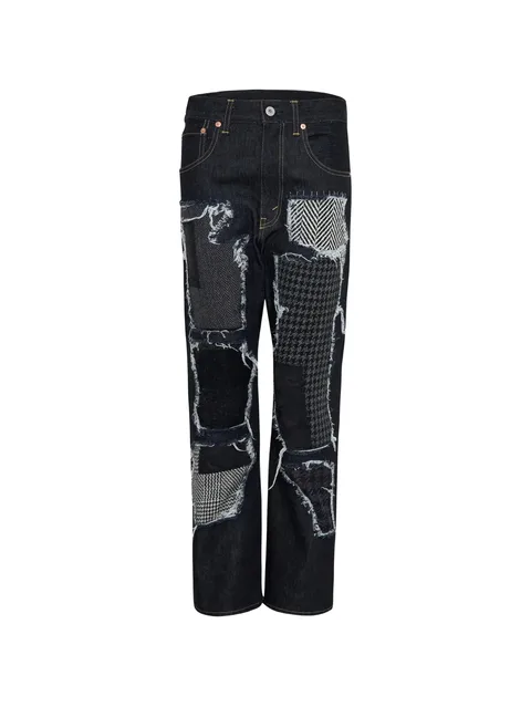 patchwork-design jeans