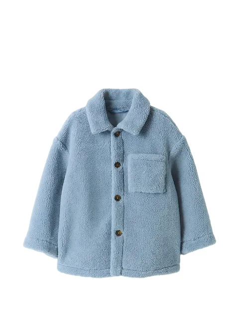 teddy-texture button-up jacket