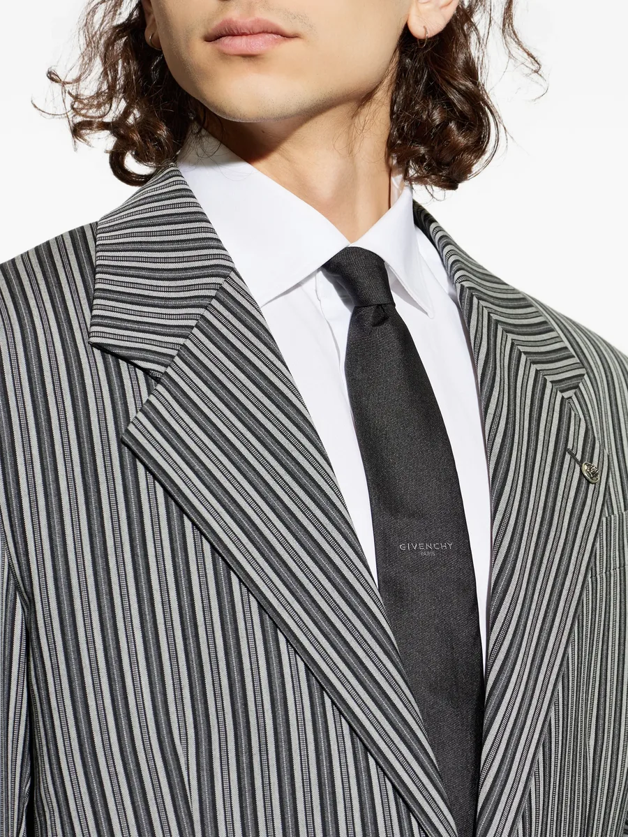 logo-print silk tie 8