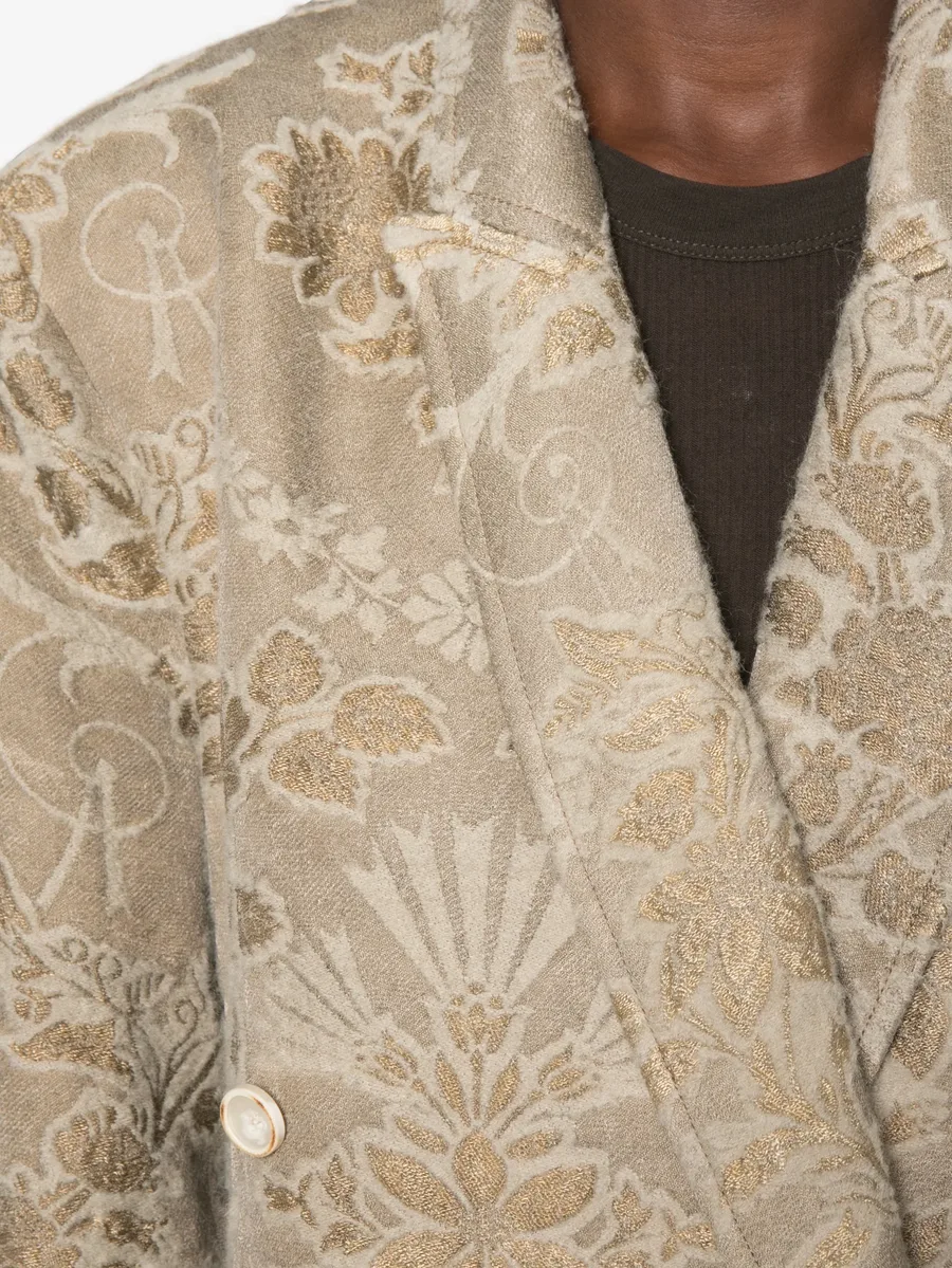 floral-jacquard double-breasted coat 5