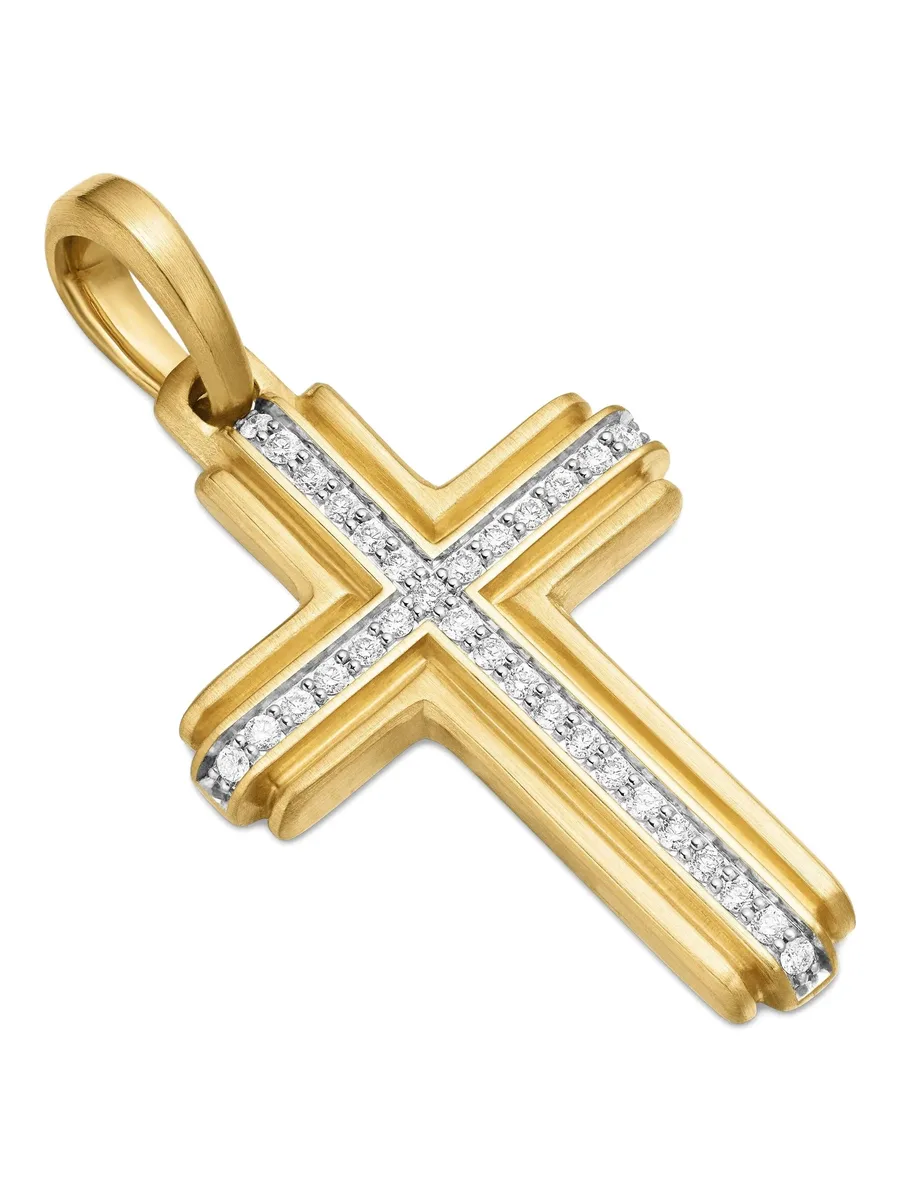 подвеска Deco Cross из желтого золота с бриллиантами (34 мм) 9