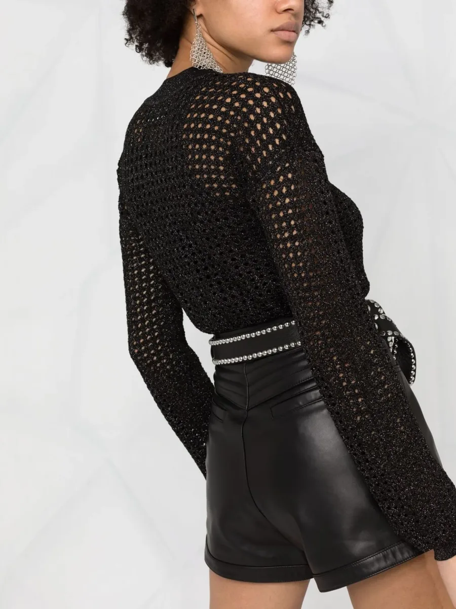 pin-embellished leather shorts 5