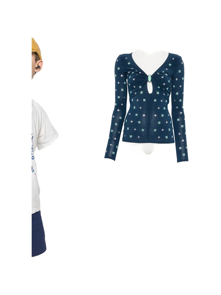 embellished keyhole T-shirt 1