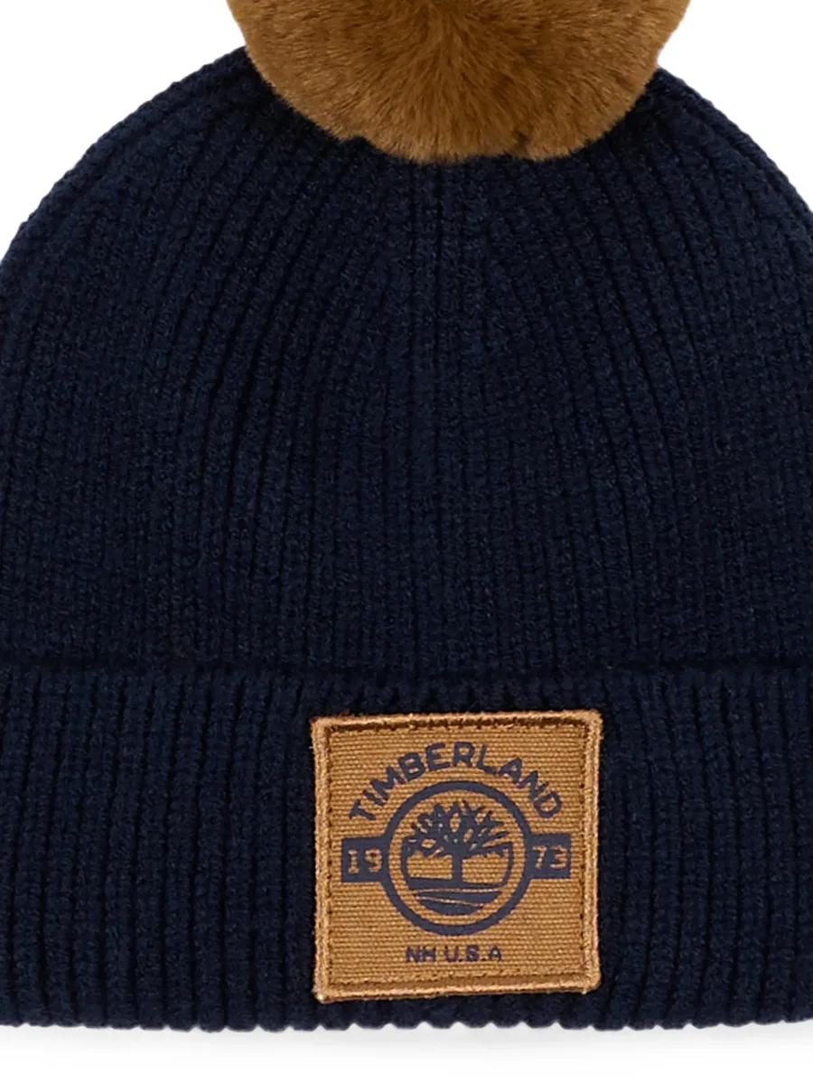 pom-pom logo-patch beanie hat 3