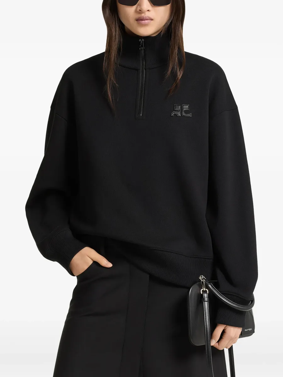 zipped logo-patch sweatshirt 2