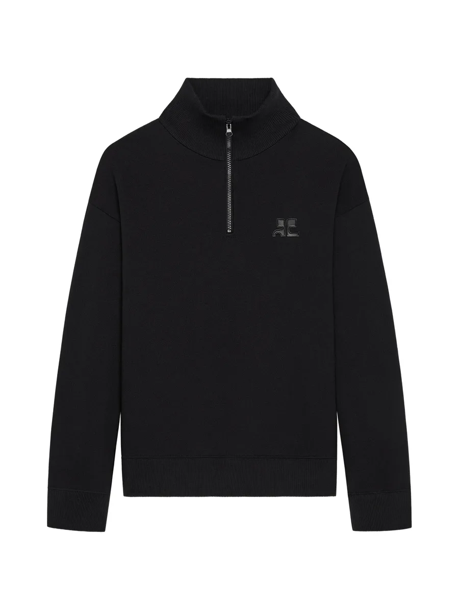 zipped logo-patch sweatshirt 1