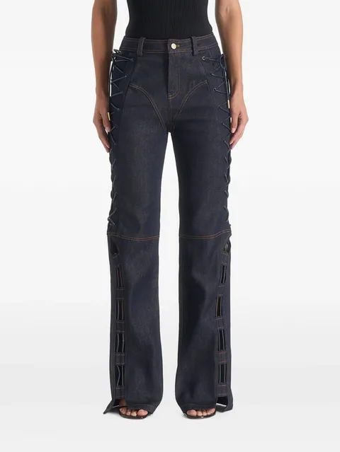 Ambre in indigo denim lace-up flared jeans