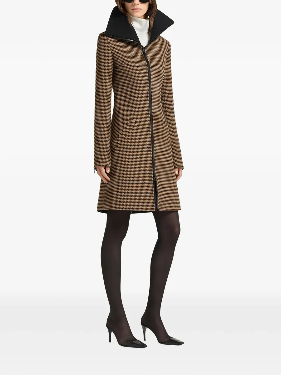 houndstooth-pattern high-collar coat 3