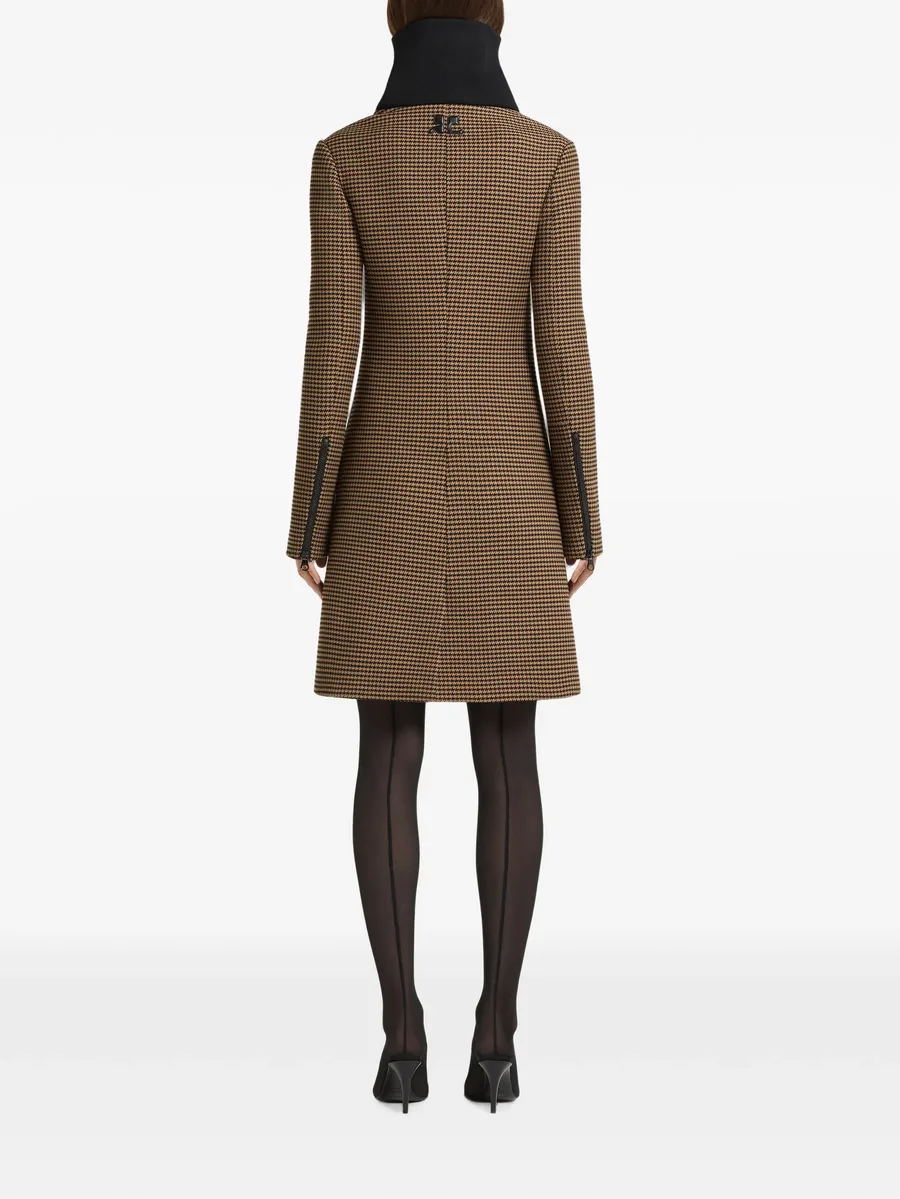houndstooth-pattern high-collar coat 4