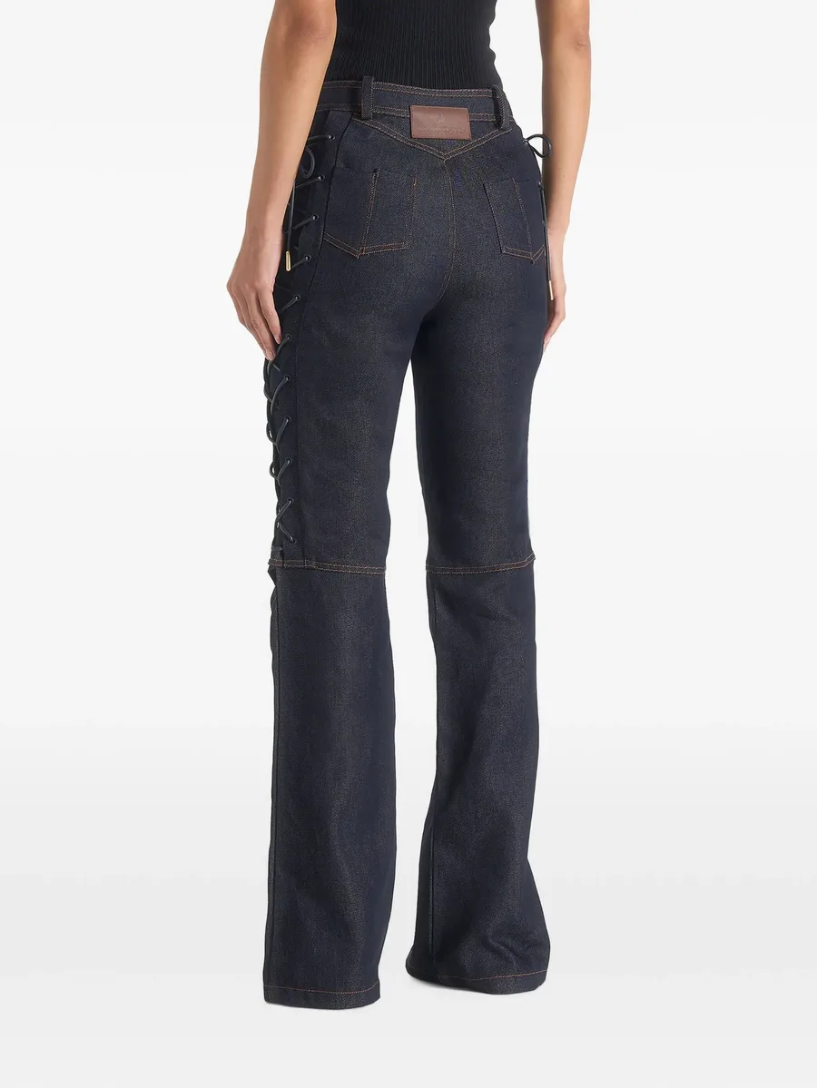 Ambre in indigo denim lace-up flared jeans 4