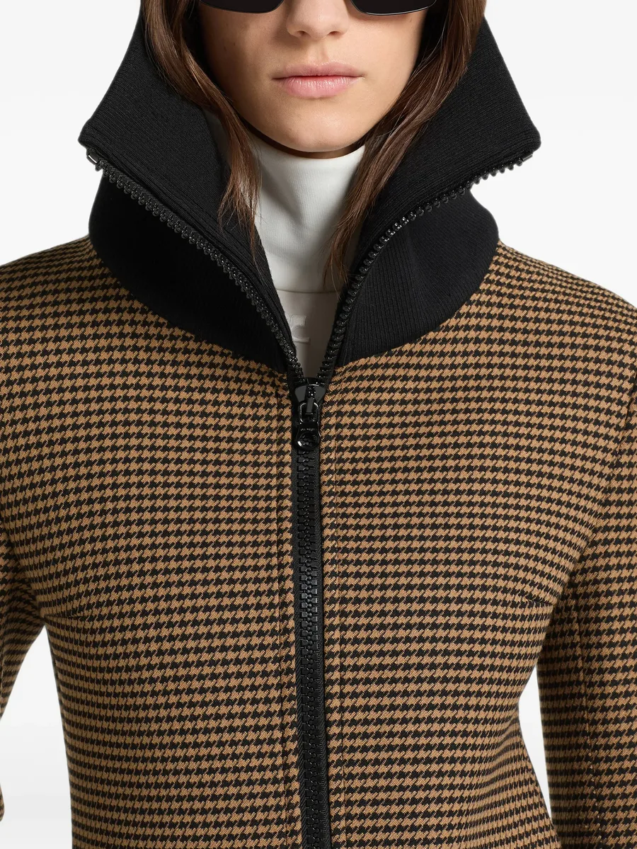 houndstooth-pattern high-collar coat 5