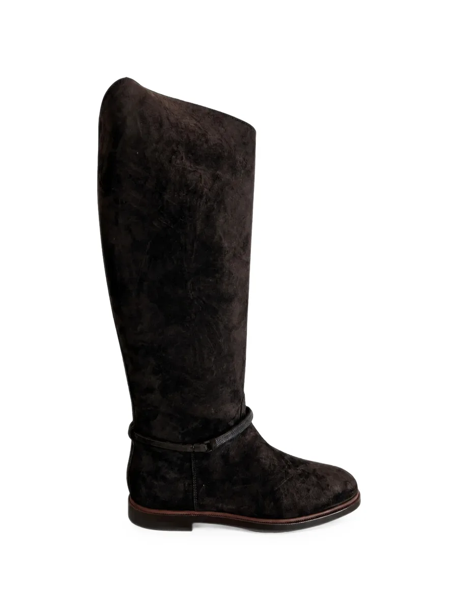 suede boots with precious strap 1