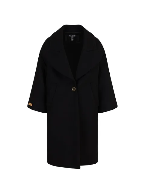 logo-plaque oversized-lapels coat