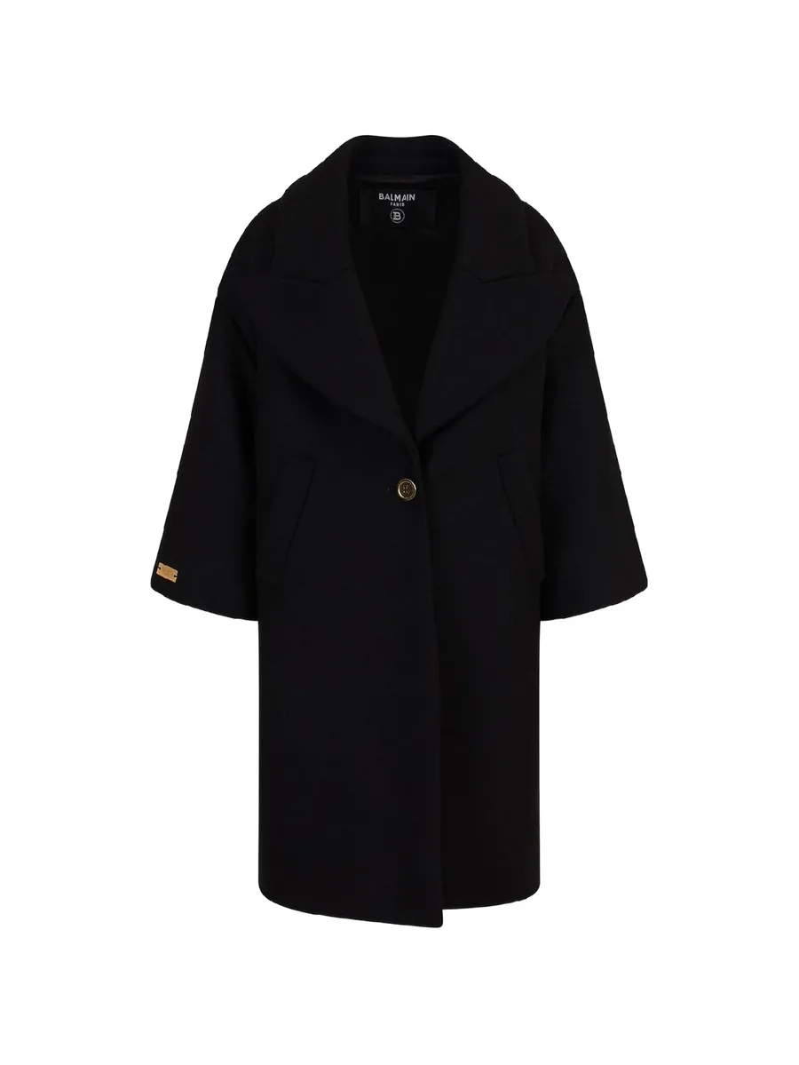 logo-plaque oversized-lapels coat 1