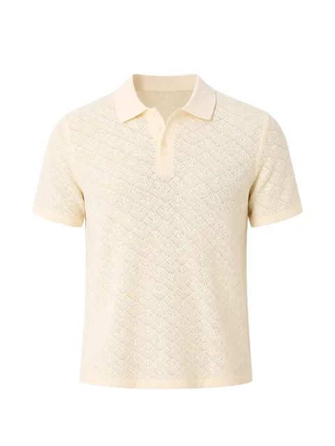 Logan pointelle-knit polo shirt