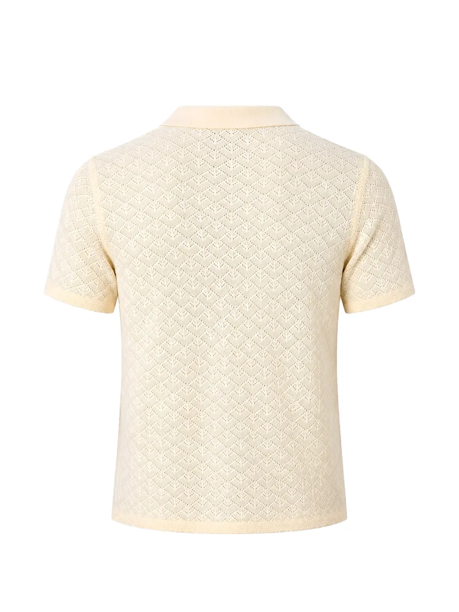 Logan pointelle-knit polo shirt 2