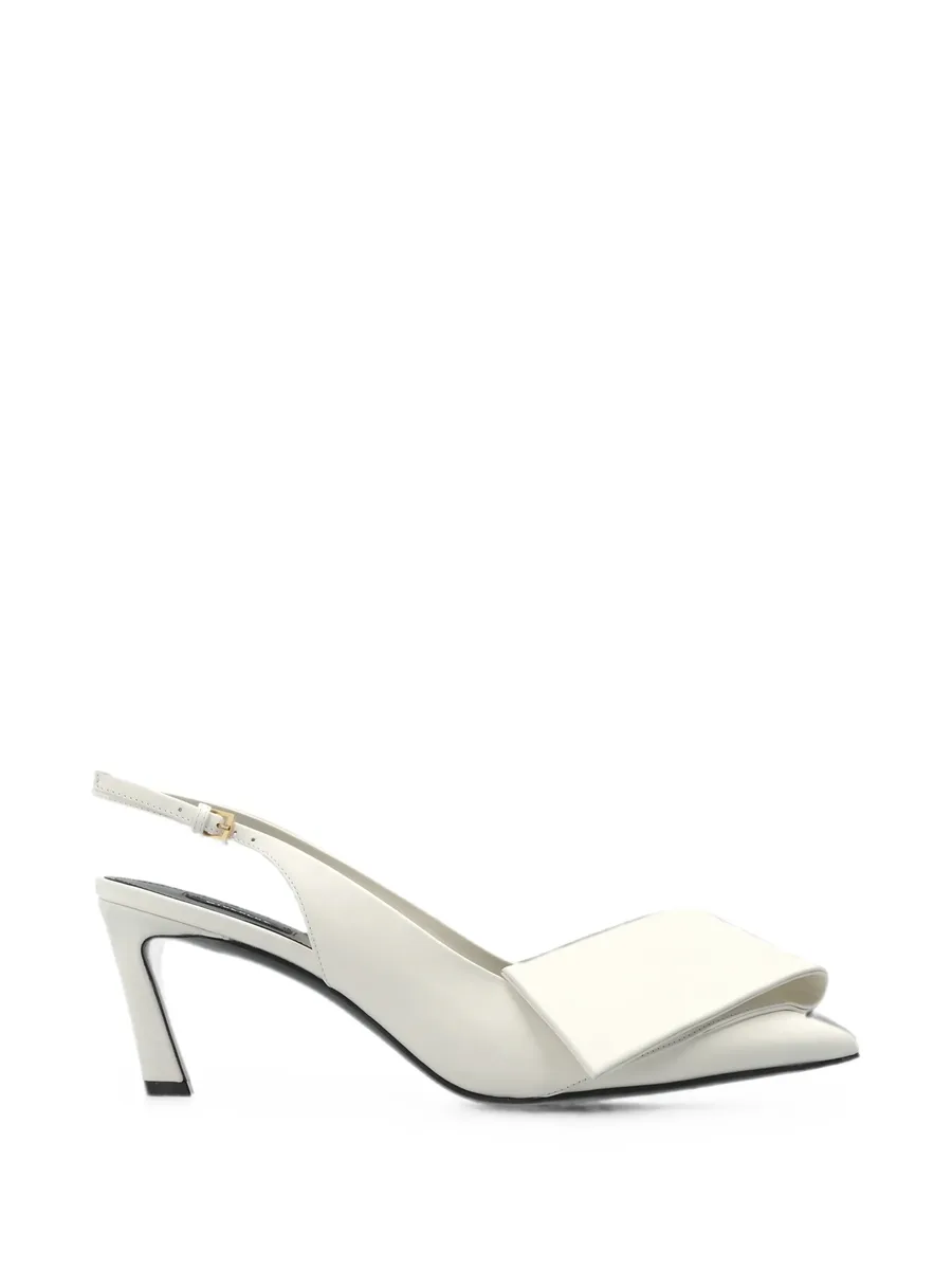 Twisted Ribbon slingbacks pumps in leather 1