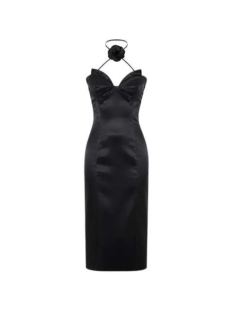 satin midi dress flower