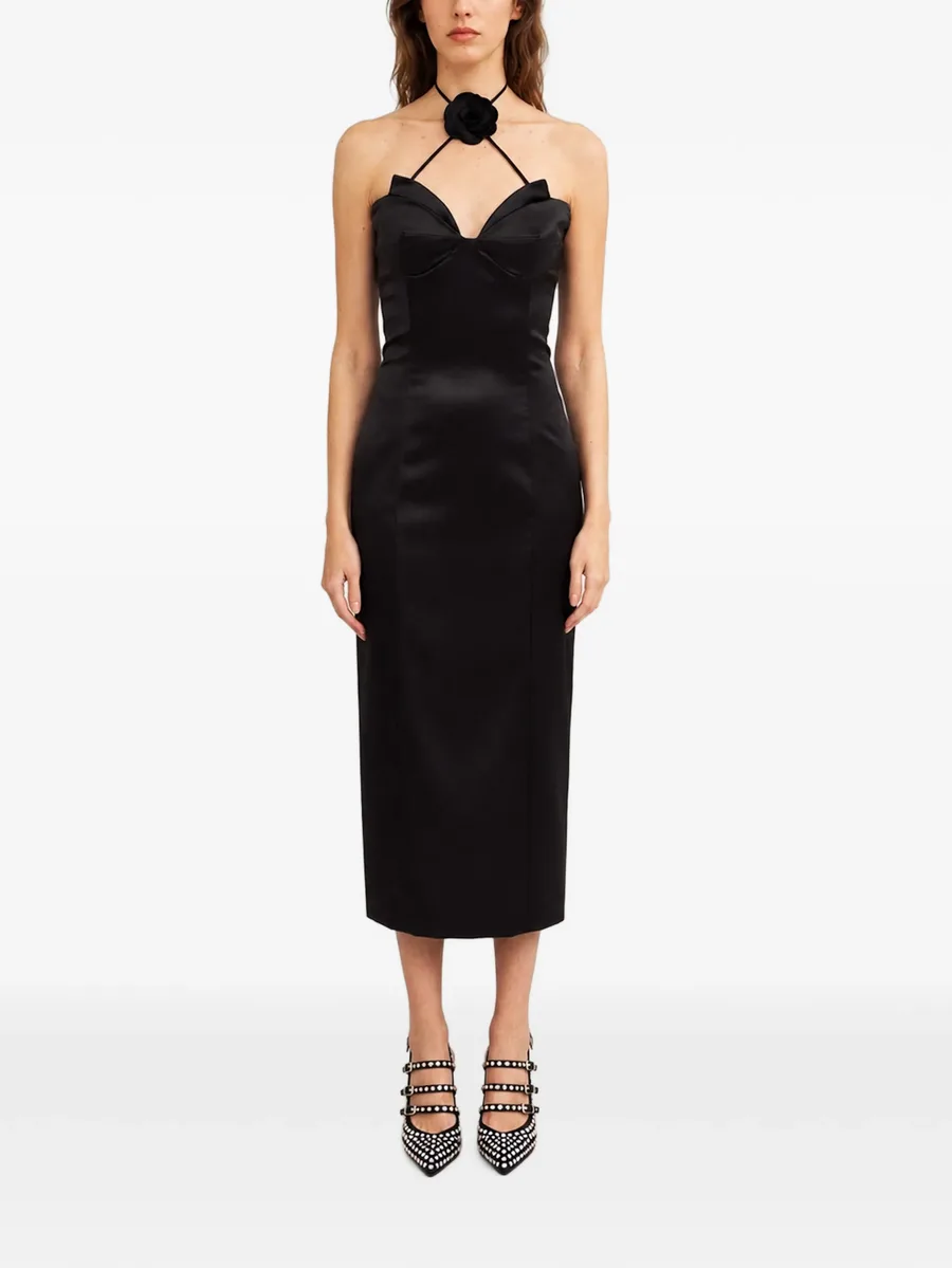 satin midi dress flower 2